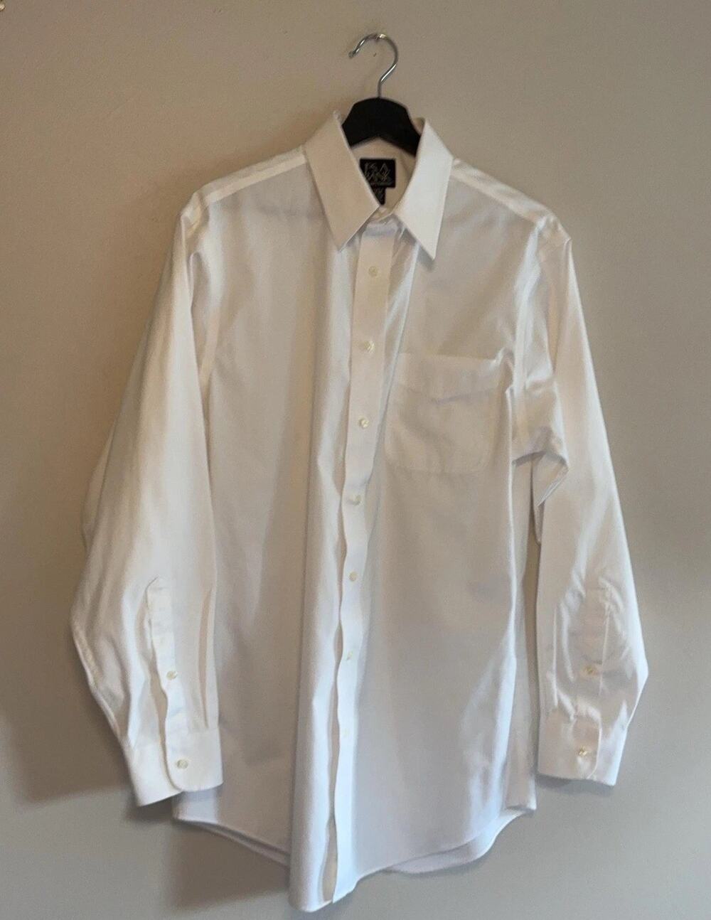 Jos A Bank Traveler Dress Shirt Mens 16 34/35 White Slim Tailored Fit Cotton